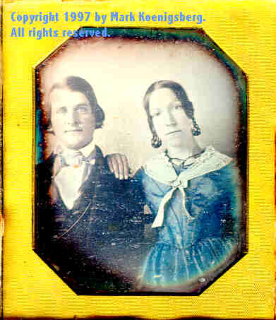 Sixth-plate daguerreotype of Husband and Wife, Tinted in Blue