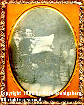 Ninth-plate daguerreotype of Man with Feet Resting on Chair Reading Book