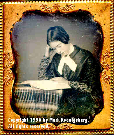 Sixth-plate daguerreotype of Pensive Woman Reading Book