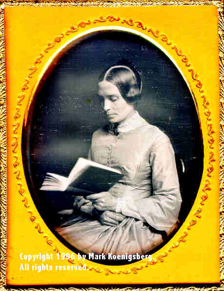 Quarter-plate daguerreotype of Woman Reading Book