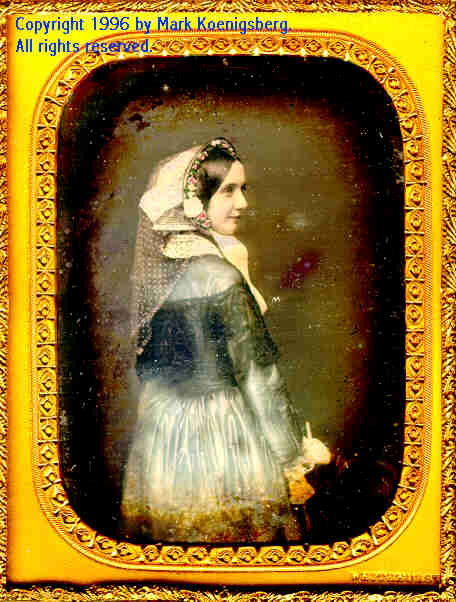 Quarter-plate daguerreotype of Woman in Blue Dress Turned to Side
