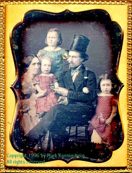 Quarter-plate daguerreotype of Family of Five in Red and Blue Taken by Williamson